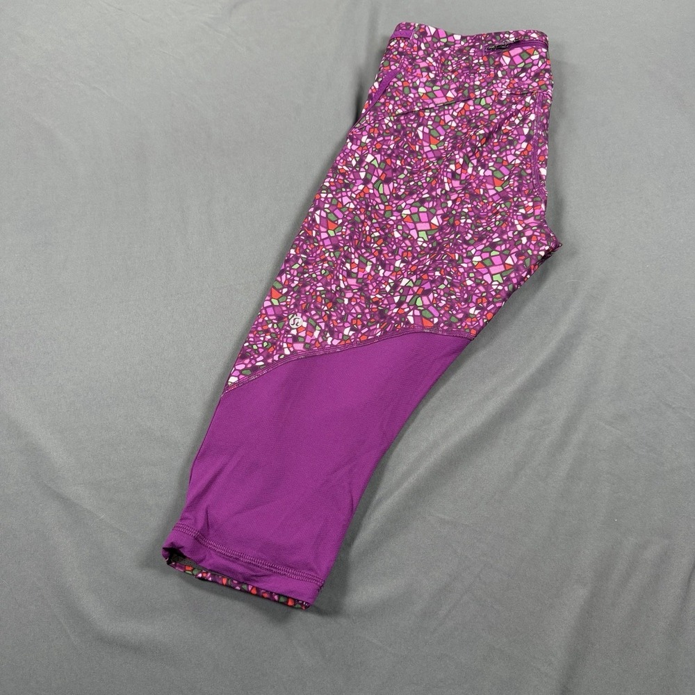 Lululemon Real Quick Leggings Regal Plum Paradise Camo Multi Colorway Size 8